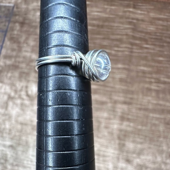Handmade Glass bead handmade wire wrap ring clear - Picture 1 of 4